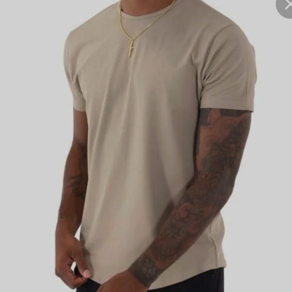 Bylt Lux Drop Cut T Shirt Mens Curved hem XXL Beige Short Sleeve - Picture 5 of 5